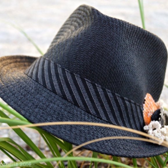 Unisex Black Biker Fedora Sun Hat